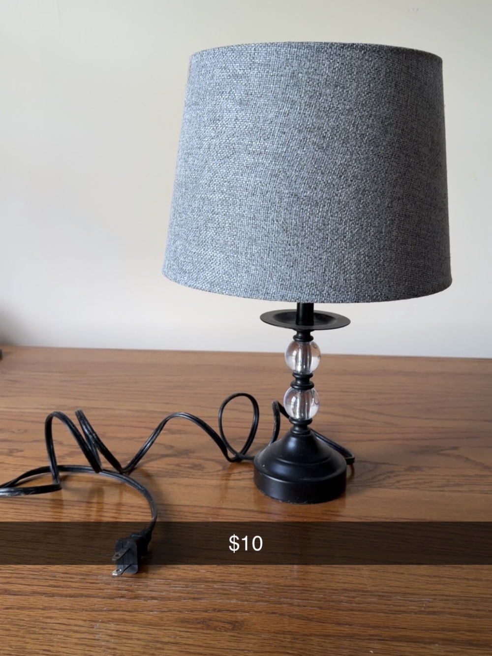Gray Table Lamp with Glass Accents - Home Accents
